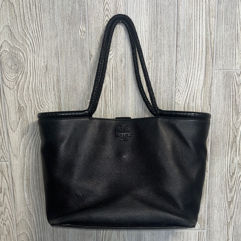 Tory Burch Black Leather Tote Bag